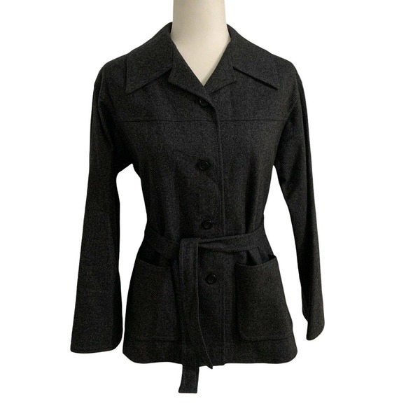 Pendleton Jackets & Blazers - Vintage Pendleton Pea Coat Jacket Size 12 Womens Charcoal Wool USA Bell Sleeve